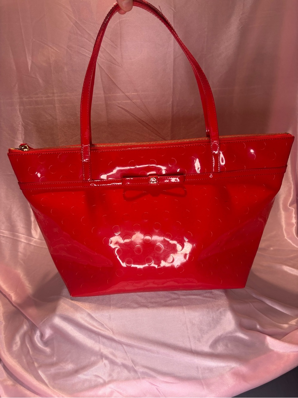 Kate Spade Red Patent Tote Bag with Bow Accent - Women